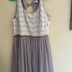 LC Lauren Conrad Cream Lace & Taupe Dress